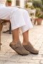Women's Genuine Leather Perforated Closed-Front Buckle Eva Sole Daily Slippers Berage Soil Suede - 2