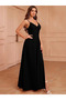 Women's Rope Strap Double Breasted Collar Deep Cut Slit Imported Crepe Dress - 3
