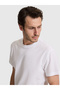 White Slim Fit Pure Cotton Thin Ribbed Crew Neck T-Shirt 50328374-Vr013 - 2