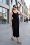 Square Neck Buttoned Zero-Sleeve Maternity and Postpartum Woven Dress - 5