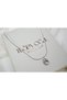Kol470 Special Series Silver Double Necklace Set with Pearl Detail and Oval Plate End Chain Necklace - 3