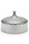 Luxury Ceramic Candy Bowl with Lid | Embossed Geometric Design | 23×7.5 cm | Gold & White,Silver & White