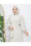 Li̇nda Fabric Sleeves, Pleated, Stone-Embellished Collar and Belt Hürrem Dress - 2