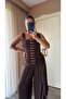 Women's Brown Gold Buckle Underwire Corset-Look Bustier Blouse - Stylish Event Combination 8044