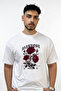 Dark Rose Design Printed Oversize White T-Shirt