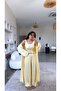 Yellow Viscose Slim Elastic Pants