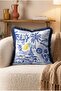 Sea-Themed Sailing Palm Figured Mediterranean Fringed Cushion Cover - Navy Blue Tasseled Pillowcase - 5
