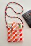 Checkered Hanging Pocketed Book Cover Book Bag Organizer