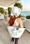 Handmade Beach Pool Bag and Hat Set with Bow and Ribbon Multi-Purpose Easy to Clean Washable Decorative Bag and Hat - 2