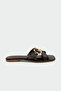 Miles Buckle Detailed Women's Bitter Brown Flat Slippers - 2