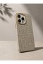 Premium Carbon Knitted Textured Magsafe Compatible iPhone 15 Case Velvet Inner Surface Impact Protected Beige Blue Coffee - 5