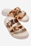 Women's Double Buckle Slippers Ecru Leopard