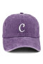 Purple Embroidered Washable Vintage Unisex Hat with Letter C