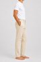 Ecru Lycra Stretch Fabric Elastic Waist Button and Zipper Summer Men's Linen Trousers // 2002-Ecru - 4