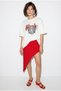 Women's White 100% Cotton Cheetah Printed Oversize T-Shirt with Text Detail Öt261063 60286379 - 3