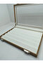 Glass Covered Leather Fabric Coffee-White Color 34 cm / 24 cm Earring Display Stand - 8