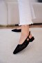 Nopen Embroidery Detailed Black Women's Ballet Flats