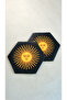 Set of 2 Leather Coasters - Genuine Vegetable Leather - Sun Printed - Handmade Coaster