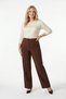 Women's Light Brown Plus Size Crepe Trousers Palazzo Elastic Waist Full Lycra Flexible No Pockets Button Detail Oversized Wide Leg - 5