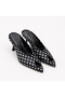 Heeled Black and White Polka Dot Slippers - 2