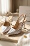 Voli White Polka Dot Side Buckle (8 cm) Pointed Toe Heeled Shoes