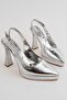 Women's Metallic Leather Pointed Toe Open Back Evening Dress Shoes - 3