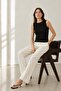 Black Openwork 100% Cotton Women's Sleeveless Knitwear Blouse - 4