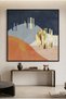 Abstract Landscape Geometric Wall Art | Framed Canvas Print with Gold Foil Embossed | Luxury Modern Decor for Living Room, Bedroom, Office & Gift