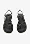 Black Genuine Leather Cross-Strapped Short Heeled Women's Sandals - 6