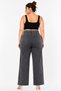 Plus Size Denim Stoned High Waist Window Detailed Wide Leg Women's Trousers - 2
