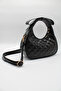 Women's Black Quilted Patterned Bow Design Detailed Crossbody Hand and Shoulder Bag - 3