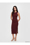 Nevavm Oval Neck Ribbed Bodycon Dress with a Difference