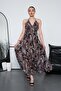 Women's Halter Neck Detailed Backless Slit Long Oversize Dress 260680-260681-260682