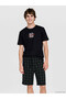 Black Printed Men's Shorts Pajama Set - 2