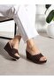 Cozy Brown Polka Dot Wedge Heeled Women's Slippers