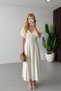 Women's V-Neck Balloon Sleeve Midi Length Dress - 2