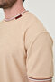 Textured Slim Fit Crew Neck Short Sleeve Men's T-Shirt Beige - 36886.26Y - 2
