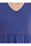 Lcwaikiki Curve Blue Plus Size V-Neck Layered Dress - 2