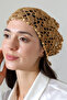 Gold Beige Sequined Hand Knitted Triangle Bandana – Handmade Hair Band - 8