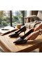 Stylish Thin Heel 5.5 cm Neolite Sole Leather Patterned Classic Shoes with Pointed Toe and Buckle Accessories - 5