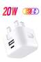 20W Dual Port USB C Fast Charger PD&QC 3.0 Wall Adapter for Samsung Galaxy A04/A04s/A04 Core (WHITE)