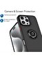 iPhone 16 Pro Max Case – Black Matte Shockproof Bumper with Metal Ring Holder Kickstand & Magnetic Car Mount - 2