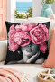 Black Background with Pink Flowers Women's Decorative Throw Pillow Cover Modern Bohemian Decor 43X43 cm - 8