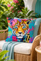 Tropical Leopard Patterned Colorful Decorative Throw Pillow Cover Modern Living Room Decor 43X43 cm - 2