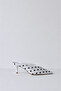 Polka Dot Pointed Toe Heeled Slippers |   Poly - 3