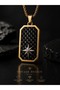 Stainless Steel North Star Pendant Gold Color Men's Necklace Compass Pendant with Gift - 4