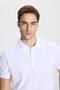 Men's White-White Cotton Slim Fit Polo Collar T-Shirt - 3