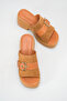 Belavisa Cinnamon Suede Women's Daily Genuine Leather Thick Band Buckle Belted Platform Wedge Heel Slippers - 2