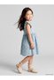 Blue Floral Girl's Linen Look Dress - 2