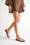 Camila Women's Genuine Leather Stone Slippers - Beige - 7